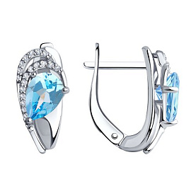 Серьги Diamant - Серебро 925, Топаз, Фианит (арт. 94-320-00548-1)