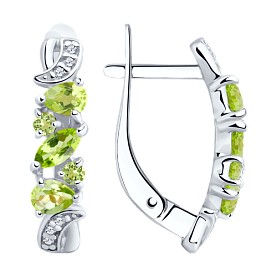 Серьги SOKOLOV - Серебро 925, Фианит, Хризолит (арт. 92021780)