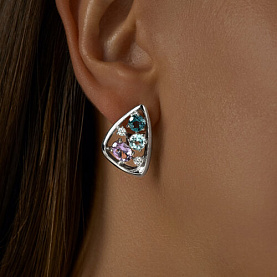 Серьги Diamant - Серебро 925, Аметист, Топаз, Фианит (арт. 94-320-00658-1)