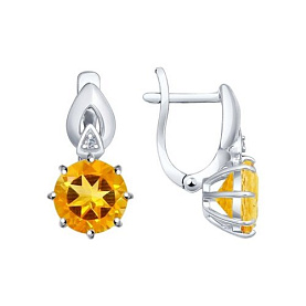 Серьги SOKOLOV - Серебро 925, Фианит, Цитрин (арт. 92021221)