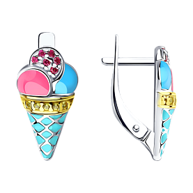 Серьги SOKOLOV - Серебро 925, Фианит, Эмаль (арт. 94022777)