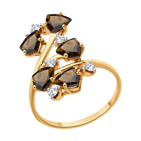 Кольцо SOKOLOV - Серебро 925, Раухтопаз, Фианит (арт. 92014672)