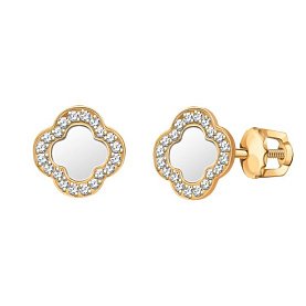 Серьги Атолл - Золото 585, Фианит, Эмаль (арт. 20487эс14)