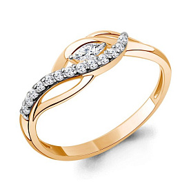 Кольцо Аквамарин - Серебро 925, Фианит (арт. 600094А.6)