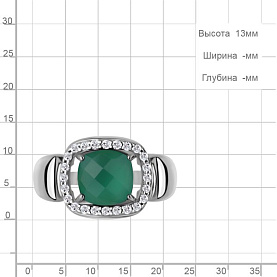 Кольцо Аквамарин - Серебро 925, Агат, Фианит (арт. 65015809А.5)