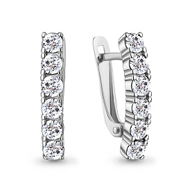 Серьги Аквамарин - Серебро 925, Фианит (арт. 400829А.5)