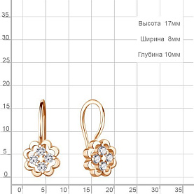 Серьги Аквамарин - Серебро 925, Фианит (арт. 400988А.6)