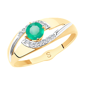 Кольцо SOKOLOV - Золото 375, Агат, Фианит (арт. 37715566)