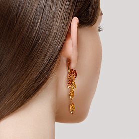 Серьги Diamant - Серебро 925, Янтарь пресс. (арт. 93-321-00451-1)