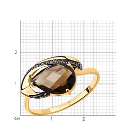 Кольцо SOKOLOV - Золото 585, Раухтопаз, Фианит (арт. 714209)