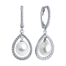 Серьги SOKOLOV - Серебро 925, Жемчуг культивированный, Фианит (арт. 92022916)