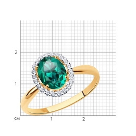 Кольцо SOKOLOV - Золото 375, Синтетический изумруд, Фианит (арт. 37715829)