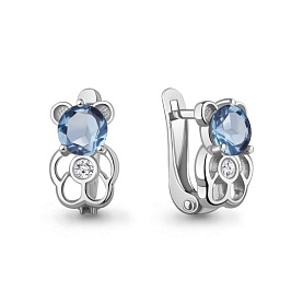 Серьги Аквамарин - Серебро 925, Топаз, Фианит (арт. 45029005А.5)