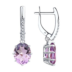Серьги Diamant - Серебро 925, Аметист, Фианит (арт. 94-321-02054-3)