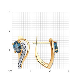 Серьги SOKOLOV - Серебро 925, Топаз лондон, Фианит (арт. 92022772)