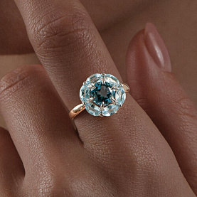 Кольцо Diamant - Золото 585, Топаз, Топаз лондон (арт. 51-310-02100-5)