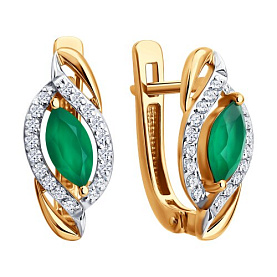 Серьги SOKOLOV - Золото 585, Агат, Фианит (арт. 729316)