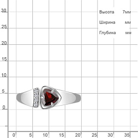 Кольцо Аквамарин - Серебро 925, Гранат, Фианит (арт. 6946603А.5)