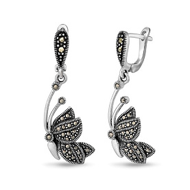 Серьги Эвора - Серебро 925, Марказит (арт. 656444)