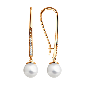 Серьги SOKOLOV - Серебро 925, Жемчуг синтетический, Фианит (арт. 93021189)