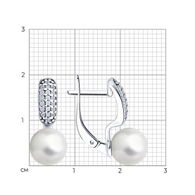Серьги SOKOLOV - Серебро 925, Жемчуг синтетический, Фианит (арт. 94027001)