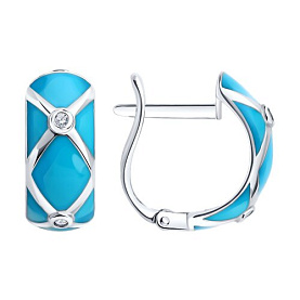 Серьги Diamant - Серебро 925, Фианит, Эмаль (арт. 94-120-00235-1)