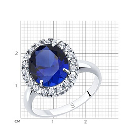 Кольцо SOKOLOV - Серебро 925, Синтетический сапфир , Фианит (арт. 88010064)