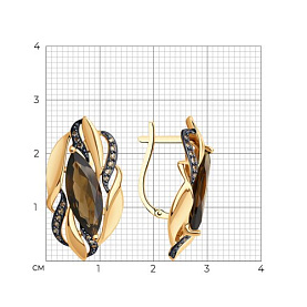 Серьги SOKOLOV - Золото 375, Раухтопаз, Фианит (арт. 37725094)
