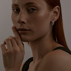 Серьги SOKOLOV - Серебро 925, Синтетический изумруд, Синтетический рубин, Фианит (арт. 82020017)