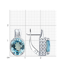 Серьги SOKOLOV - Серебро 925, Топаз, Фианит (арт. 92023262)