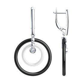 Серьги Diamant - Серебро 925, Керамика, Фианит (арт. 94-121-01275-1)
