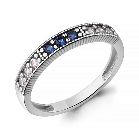 Кольцо Аквамарин - Серебро 925, Синтетический сапфир , Фианит (арт. 600745АБ.5)