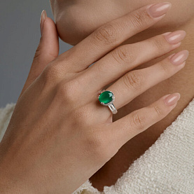 Кольцо SOKOLOV - Серебро 925, Агат, Фианит (арт. 92014851)