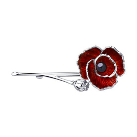 Брошь SOKOLOV - Серебро 925, Жемчуг имитация, Эмаль (арт. 94040175)