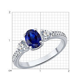 Кольцо SOKOLOV - Серебро 925, Сапфир, Фианит (арт. 62010032)