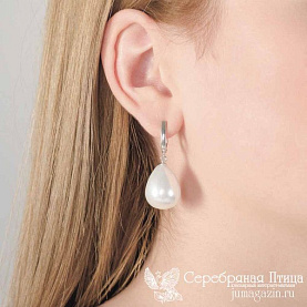 Серьги Красная пресня - Серебро 925, Жемчуг имитация (арт. 3369728Д)