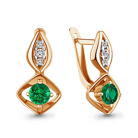 Серьги Аквамарин - Серебро 925, Синтетический изумруд (арт. 49224Г.6)