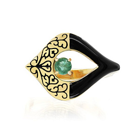 Кольцо Кабаровских - Серебро 925, Эмаль, Изумруд (арт. 11-711-1287)