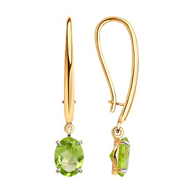 Серьги Diamant - Золото 585, Хризолит (арт. 51-321-01929-3)
