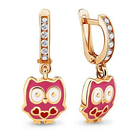 Серьги Аквамарин - Серебро 925, Фианит, Эмаль (арт. 46542А.6)