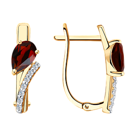 Серьги SOKOLOV - Золото 375, Гранат, Фианит (арт. 37726108)