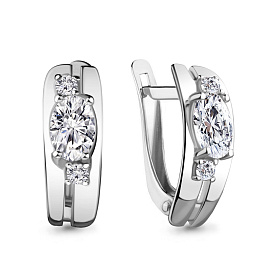 Серьги Аквамарин - Серебро 925, Фианит (арт. 48798А.5)