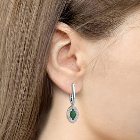 Серьги Аквамарин - Серебро 925, Агат, Фианит (арт. 45012509А.5)