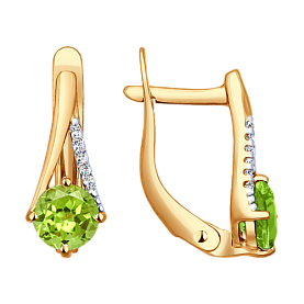 Серьги SOKOLOV - Золото 375, Фианит, Хризолит (арт. 37724217)
