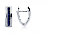 Серьги Platinum Lab. - Платина 950, Сапфир (арт. ПС-021С-01)