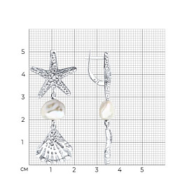 Серьги Diamant - Серебро 925, Жемчуг имитация, Фианит (арт. 94-321-00025-1)