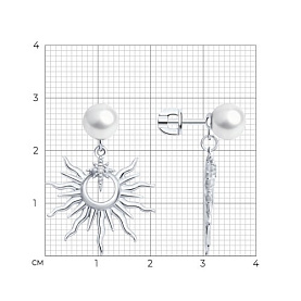 Серьги SOKOLOV - Серебро 925, Жемчуг имитация, Фианит (арт. 94027329)