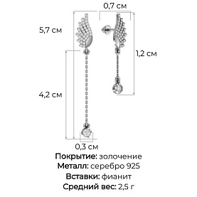Серьги POKROVSKY - Серебро 925, Фианит (арт. 6021270-00775)