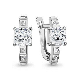 Серьги Аквамарин - Серебро 925, Фианит (арт. 400463А.5)