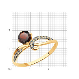 Кольцо Diamant - Золото 585, Гранат, Фианит (арт. 51-310-01503-2)